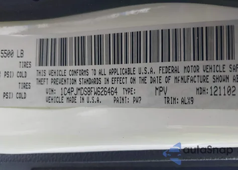 2015 Jeep Cherokee Limited z USA, uszkodzony, nr VIN 1C4PJMDS8FW626464